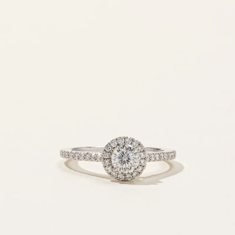 small diamond cross pendant Halo Diamond Engagement Ring | 0.92ctw | SZ 6 |