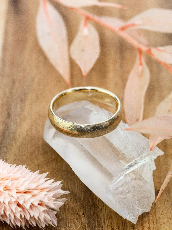 dainty sapphire gemstone bracelet Hammered 14K Gold Wedding Band