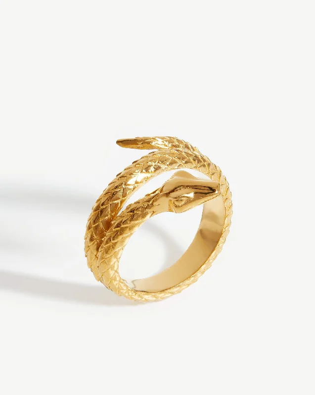 adjustable rope bracelet handmade Harris Reed Coiled Serpent Ring | 18ct Gold Plated