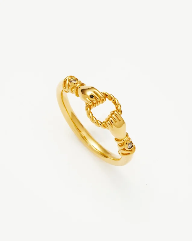 vintage lock and key necklace Harris Reed In Good Hands Stacking Ring | 18ct Gold Plated/Cubic Zirconia & Black Onyx