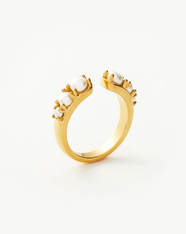 elegant drop earrings wedding Harris Reed Openness Ring | 18ct Gold Vermeil/Pearl