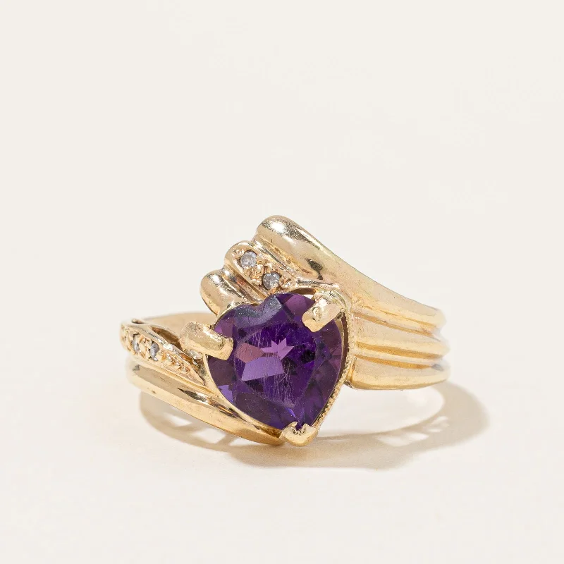 handmade raw stone engagement ring Heart Cut Amethyst & Sapphire Ring | 0.92ct, 0.01ctw | SZ 5.25 |