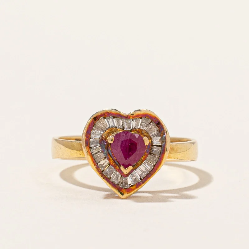 classic diamond solitaire necklace Heart Cut Ruby & Diamond Ring | 0.35ct, 0.14ctw | SZ 6.25 |