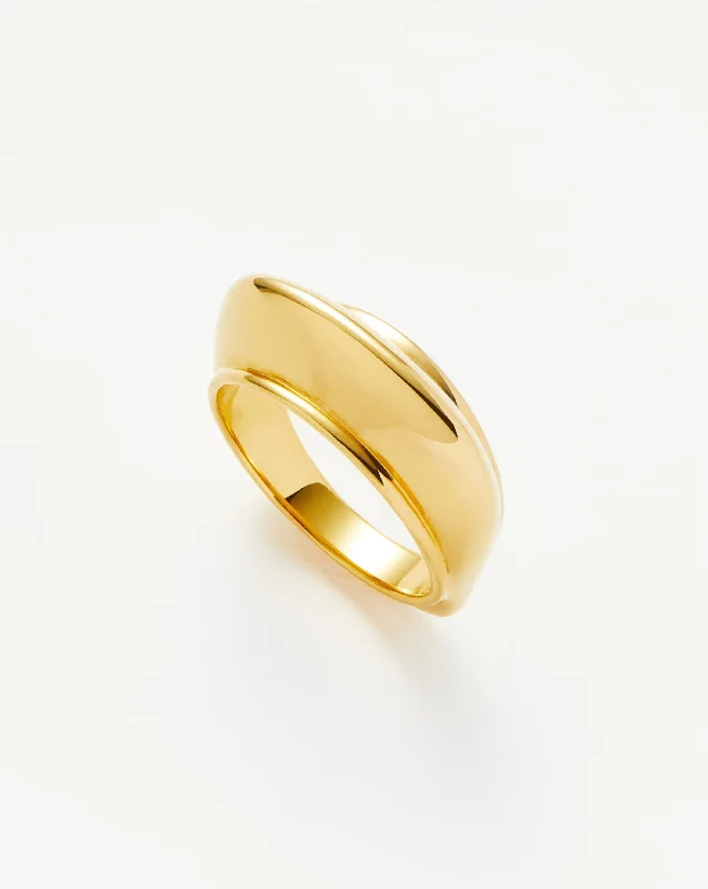 personalized coordinates ring custom Hera Dome Stacking Ring | 18ct Gold Vermeil