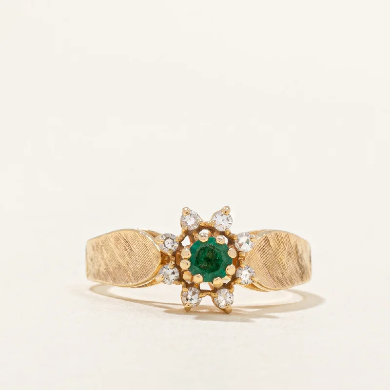 delicate pearl bracelet High Set Emerald & Diamond Ring | 0.20ct. 0.16ctw | SZ 6.25 |