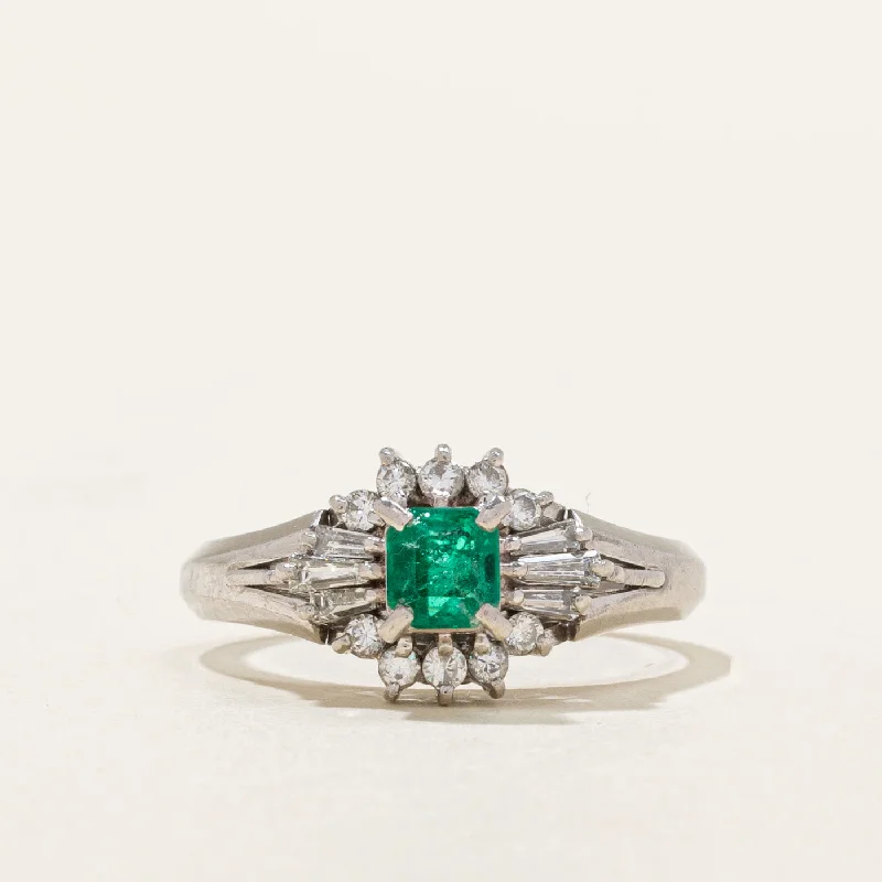 custom gold name necklace High Set Emerald & Diamond Ring | 0.39ct, 0.31ctw | SZ 6.25 |
