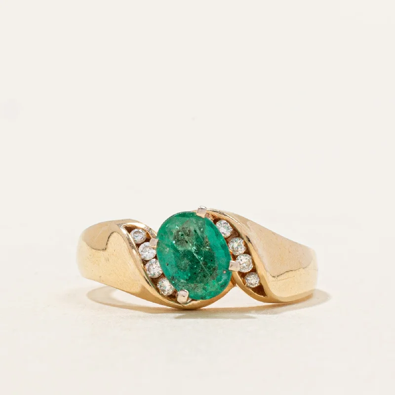 boho pearl charm bracelet High Set Emerald & Diamond Ring | 0.74ct, 0.10ctw | SZ 6 |