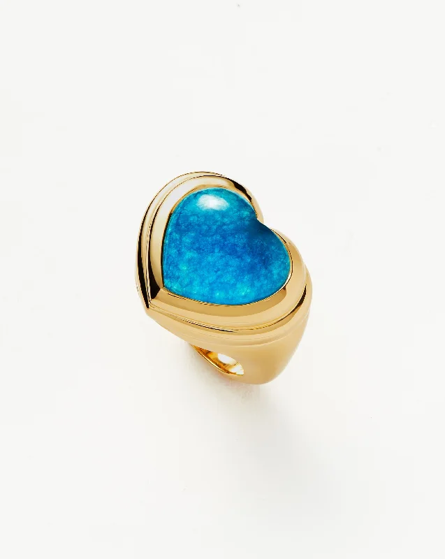 hammered gold stacking rings Jelly Heart Gemstone Ring | 18ct Gold Plated/Blue Quartz