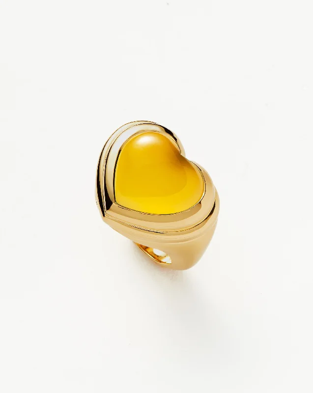 vintage filigree engagement ring Jelly Heart Gemstone Ring | 18ct Gold Plated/Mango Chalcedony