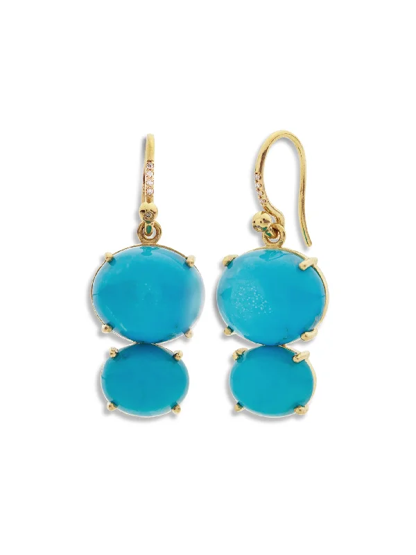 personalized couples necklace gold Kingman Turquoise Double Drop Yellow Gold Earrings personalized couples necklace gold Kingman Turquoise Double Drop Yellow Gold Earrings