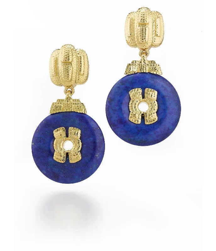 Disk Earrings, Lapis