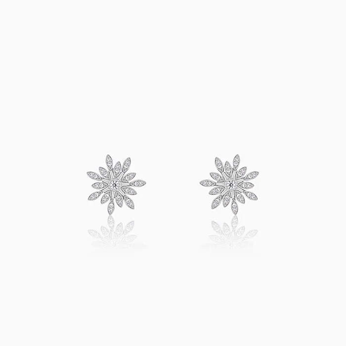 thin silver chain necklace Silver Classic Flower Romance Earrings