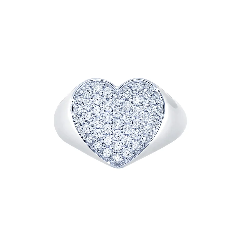 celestial sun and moon earrings Leo Pizzo 18K White Gold Flat Diamond Heart Ring