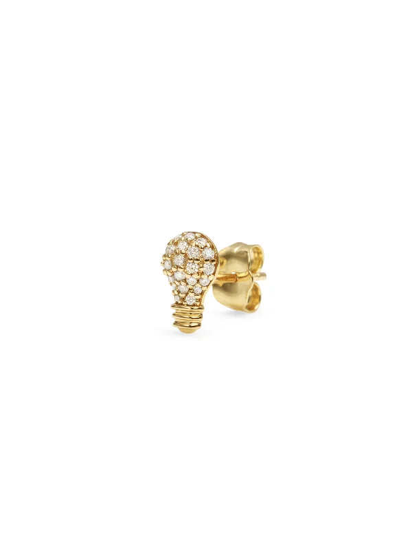 gold charm bracelet with initials Light Bulb Yellow Gold Single Stud Earring