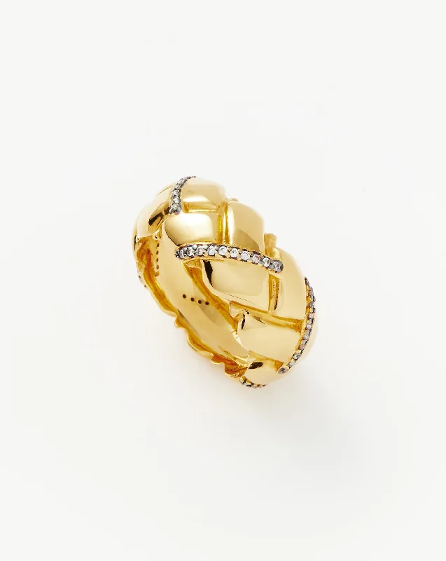 handcrafted sterling silver necklace Lucy Williams Chunky Pavé Waffle Ring | 18ct Gold Plated/Cubic Zirconia handcrafted sterling silver necklace Lucy Williams Chunky Pavé Waffle Ring | 18ct Gold Plated/Cubic Zirconia