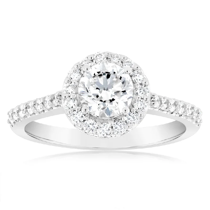 Luminesce Lab Grown 18ct White Gold 1 Carat Diamond Halo Ring