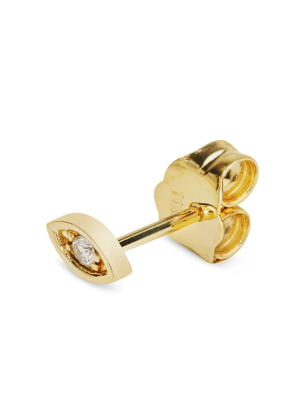 vintage sapphire engagement ring Marquis Diamond Yellow Gold Single Stud Earring