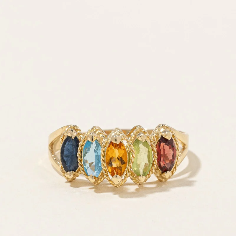 waterproof beach anklet stainless steel Marquise Cut Multi Gemstone Ring | 1.32ctw | SZ 8.75 |