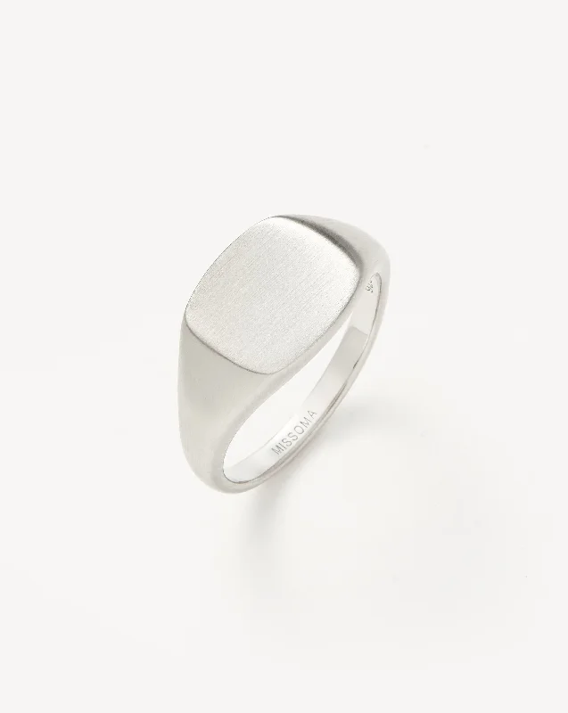 handmade leather ring Mens Engravable Signet Ring | Sterling Silver