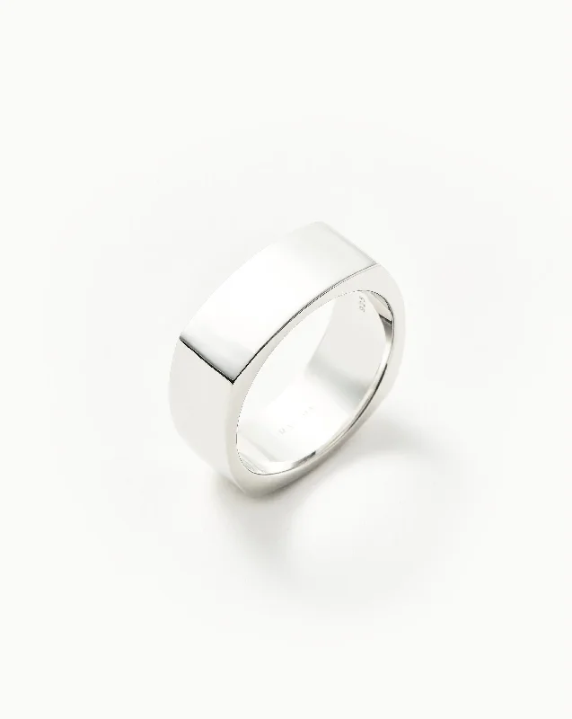 vintage diamond drop necklace Mens Engravable Wide Ring | Sterling Silver