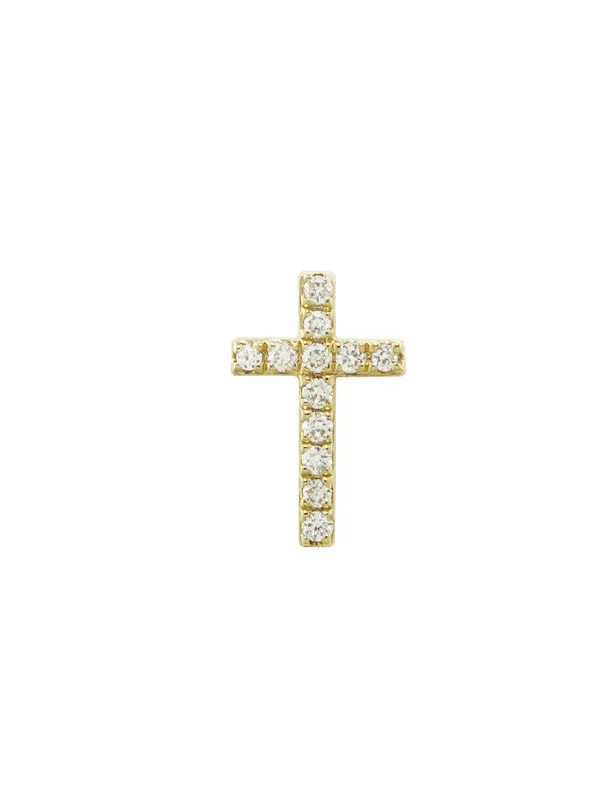 personalized pet photo necklace Mini Diamond Cross Yellow Gold Single Stud Earring personalized pet photo necklace Mini Diamond Cross Yellow Gold Single Stud Earring