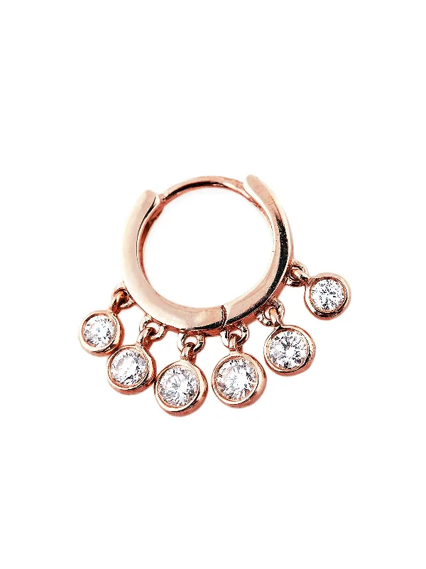 gold initial bracelet personalized Mini Diamond Shaker Rose Gold Hoop Earring
