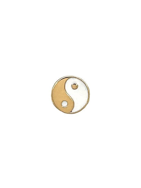 dainty birthstone ring for women Mini White Enamel Yin Yang Stud Yellow Gold Single Earring dainty birthstone ring for women Mini White Enamel Yin Yang Stud Yellow Gold Single Earring