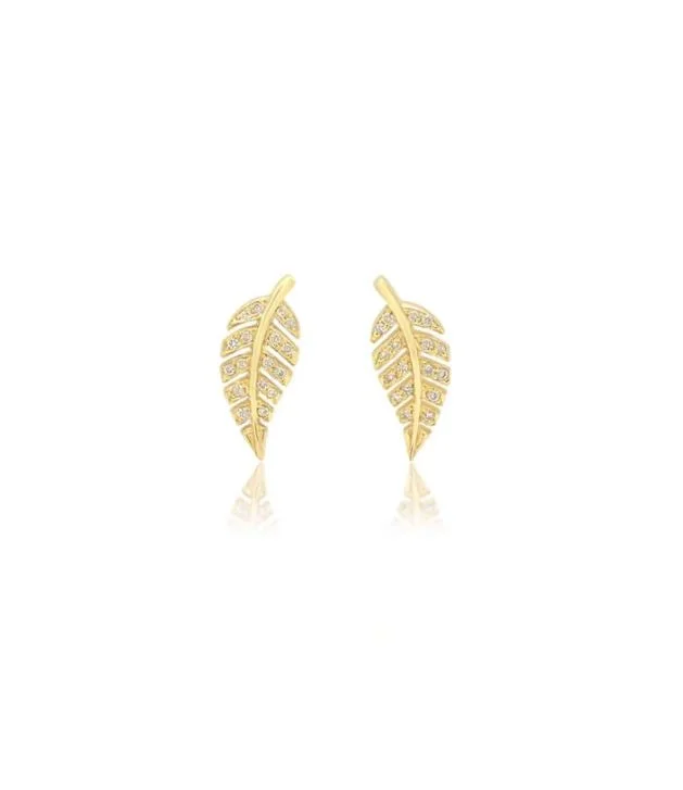 handcrafted braided silver bracelet Diamond Mini Leaf Stud Earrings