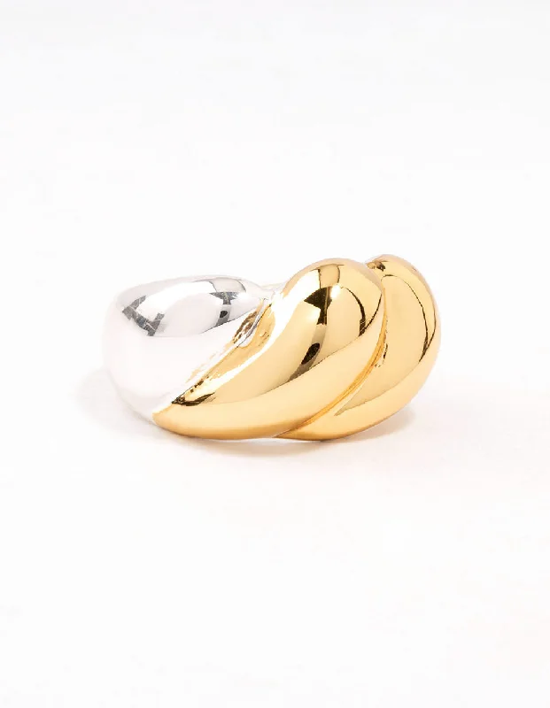 Mixed Metals Statement Ripple Ring