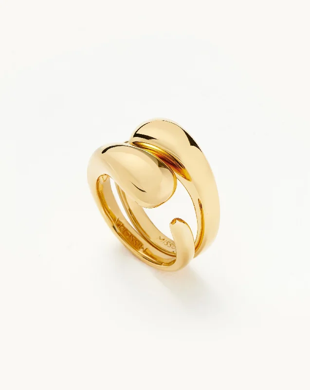 custom initial pendant necklace Molten Double Stacking Ring Set | 18ct Gold Plated custom initial pendant necklace Molten Double Stacking Ring Set | 18ct Gold Plated