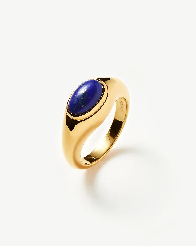 men’s silver wedding band Molten Gemstone Ring | 18ct Gold Vermeil/Lapis