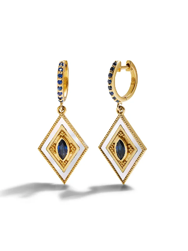 modern geometric gold ring Mother Of Pearl & Blue Sapphire Ajna Yellow Gold Earrings modern geometric gold ring Mother Of Pearl & Blue Sapphire Ajna Yellow Gold Earrings