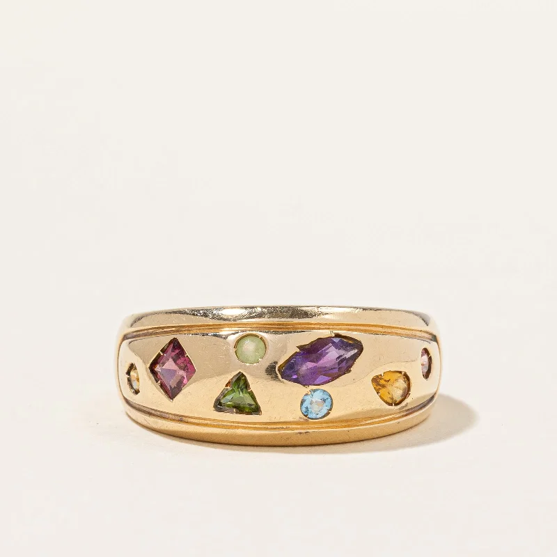 vintage cameo brooch jewelry Multi Gem Flush Set Ring | 0.28ctw | SZ 10 |
