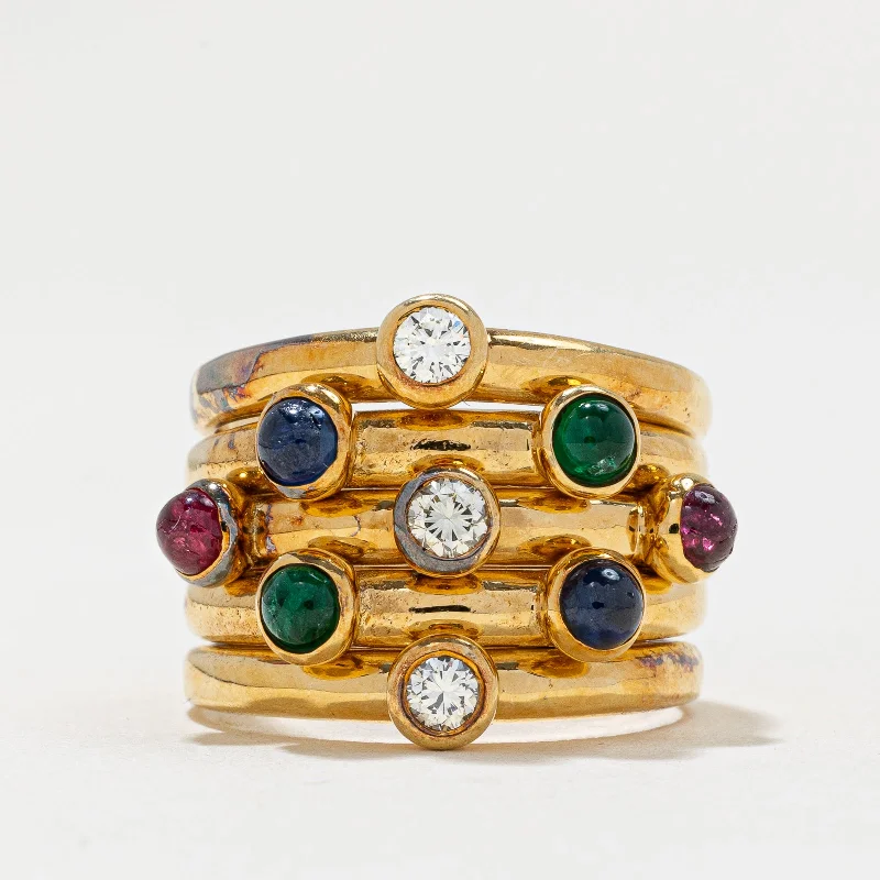 vintage-style floral brooch Multi-Gem Ring | 0.60ctw, 0.30ctw | SZ 7.25 |