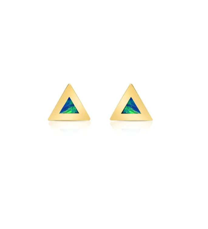 elegant pearl necklace with diamonds Opal Inlay Triangle Yellow Gold Stud Earrings elegant pearl necklace with diamonds Opal Inlay Triangle Yellow Gold Stud Earrings