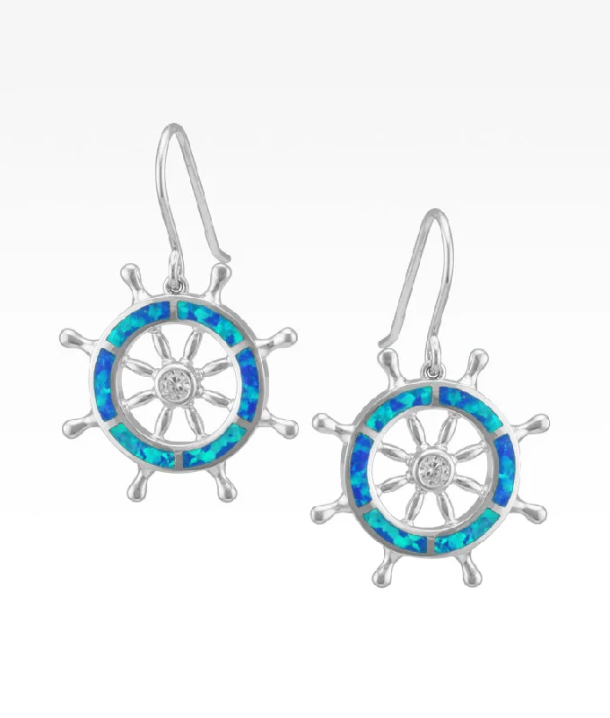 Opal Ship's Wheel Earrings