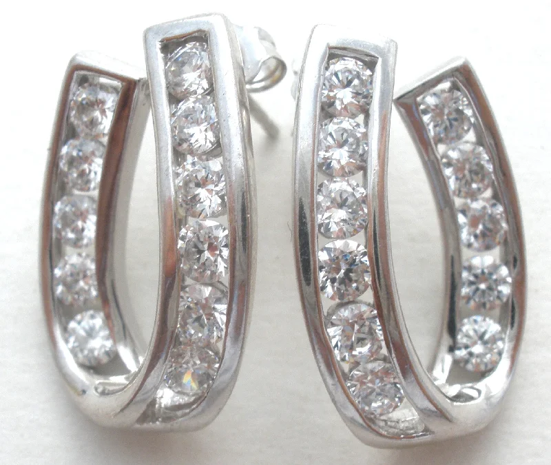 Oval Cubic Zirconia Hoops Post Earrings