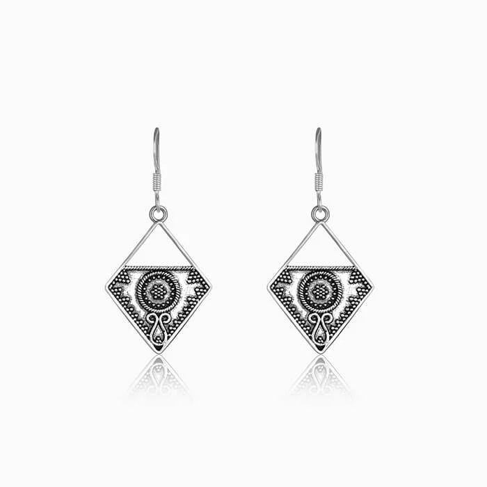 vintage filigree locket necklace Oxidised Silver Precious Dangler Earrings