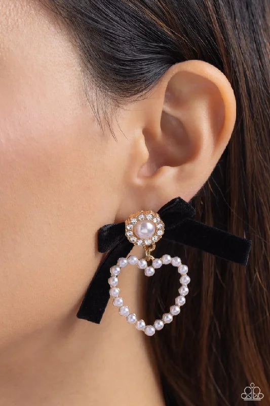 Paparazzi Earring ~ BOW and Then - Gold