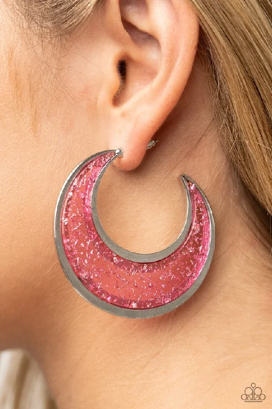 Paparazzi Earring ~ Charismatically Curvy - Pink