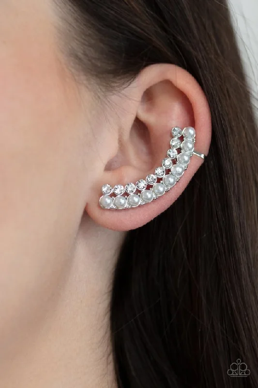 Paparazzi Earring ~ Doubled Down On Dazzle - White