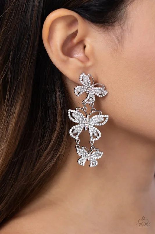 Paparazzi Earring ~ Fluttering Finale - White