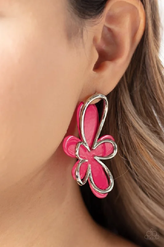 Paparazzi Earring ~ Glimmering Gardens - Pink