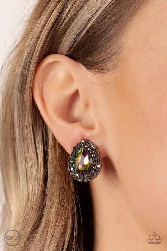 Paparazzi Earring CLIP ON ~ Haute Happy Hour - Multi