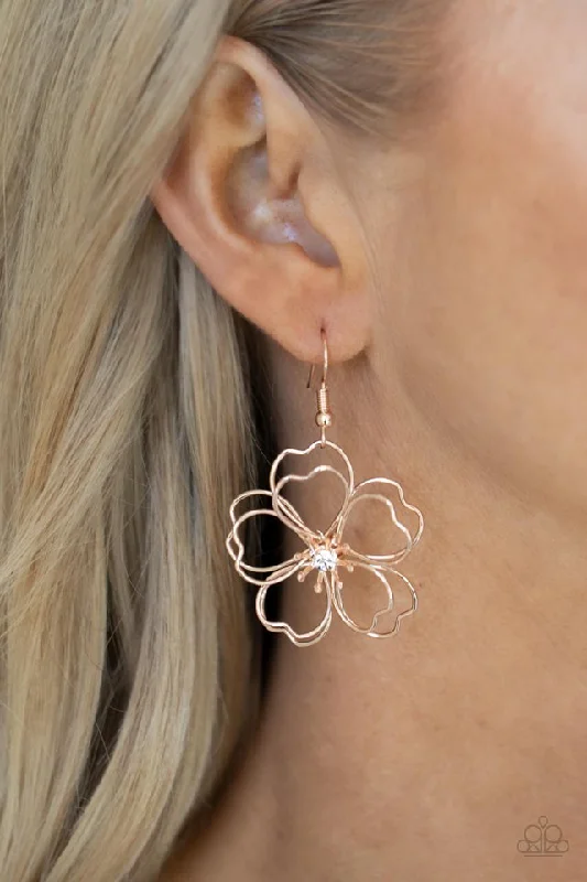 Paparazzi Earring ~ Petal Power - Rose Gold