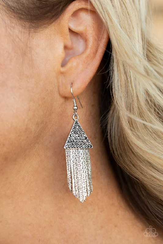 Paparazzi Earring ~ Pyramid SHEEN - Silver