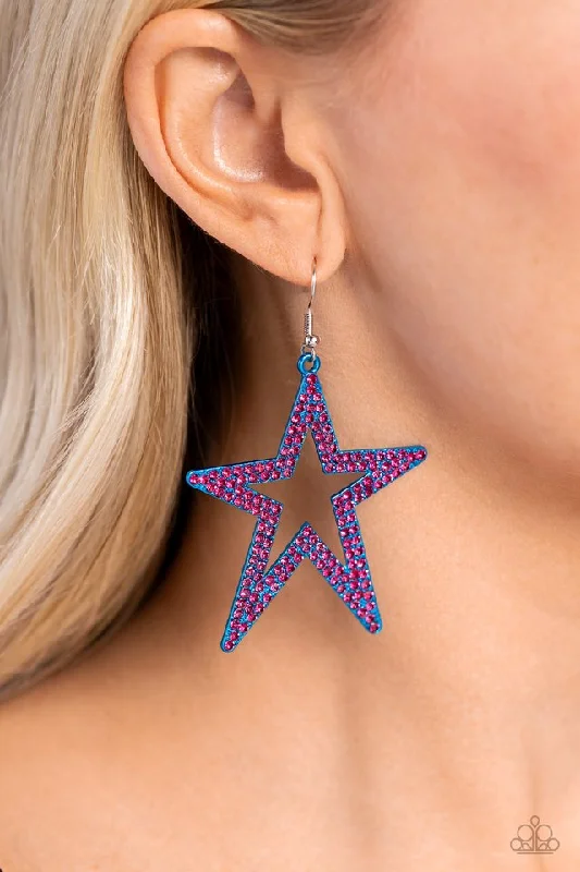 Paparazzi Earring ~ Rockstar Energy - Blue