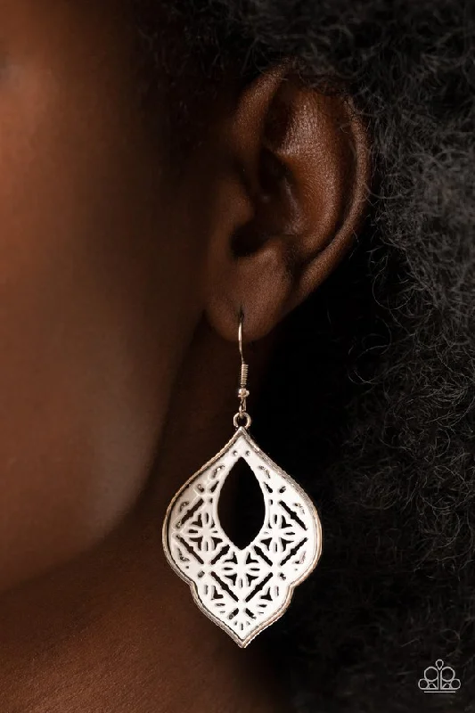 Paparazzi Earring ~ Thessaly Terrace - White