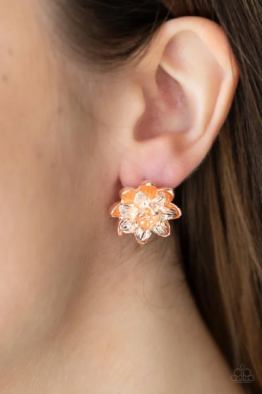 Paparazzi Earring ~ Water Lily Love - Rose Gold