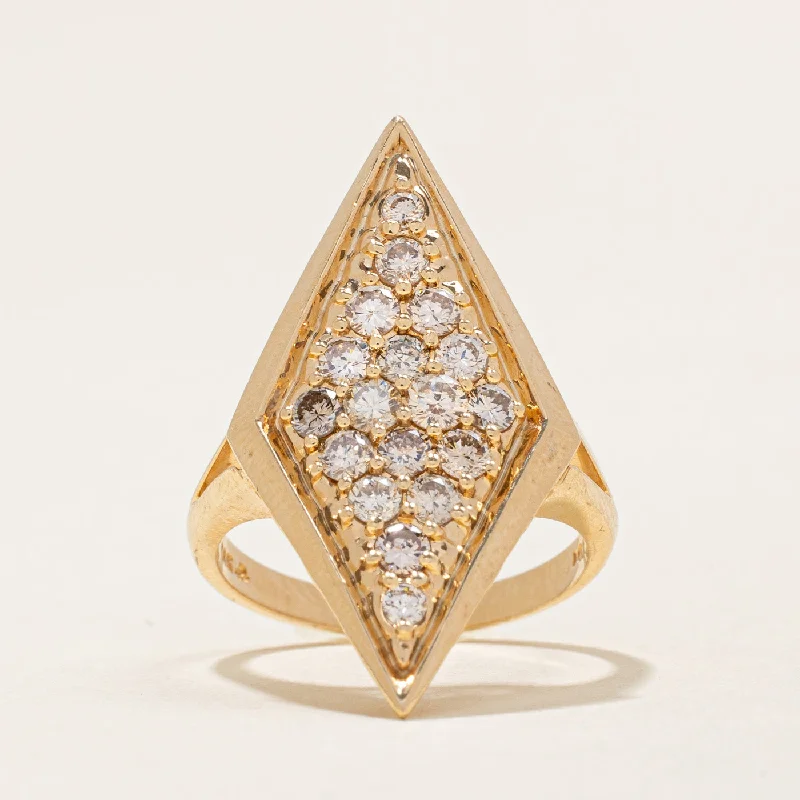 elegant drop earrings wedding Pave Set Diamond Cocktail Ring | 0.89ctw | SZ 6.25 |